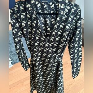 Brooks Brothers Black Floral Long Sleeve Dress